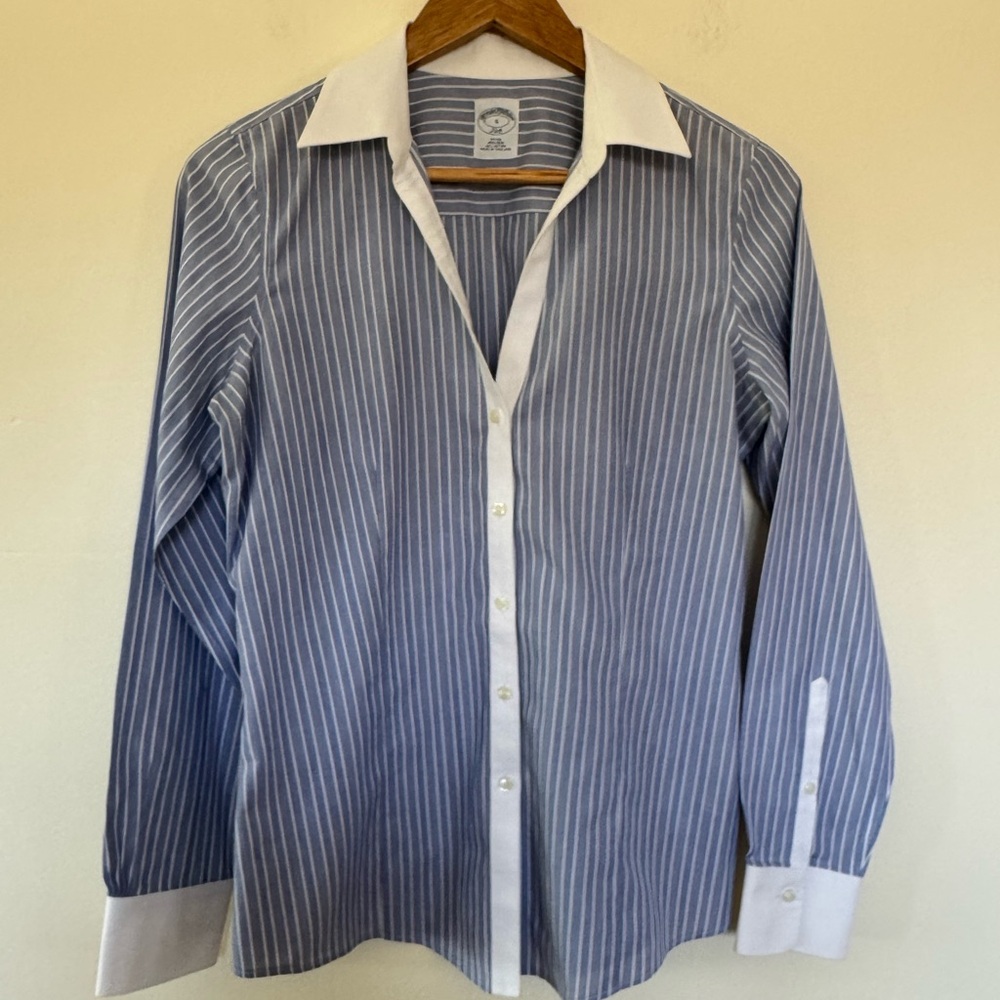 Brooks Brothers Blue and White Dress Shirt with Pinstripes